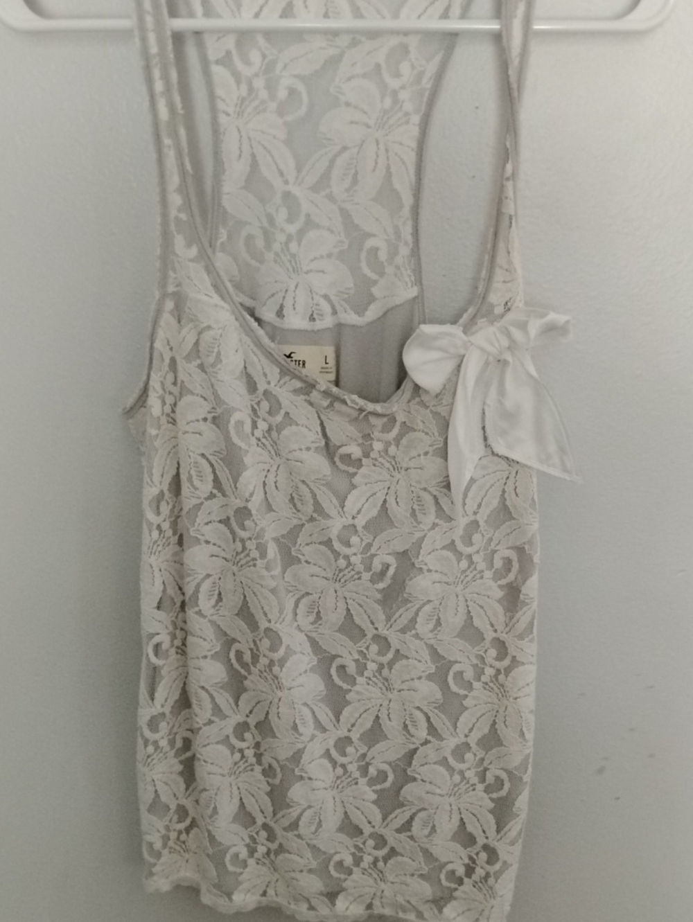 Hollister Grey Floral Lace Camisole with Shoulder Bow